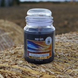 Magic Lights Sandalwood scent candle with wood wick in jar 510g