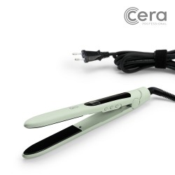 Cera Bullet Pastel Pink hair straightener in arrow shape pastel green
