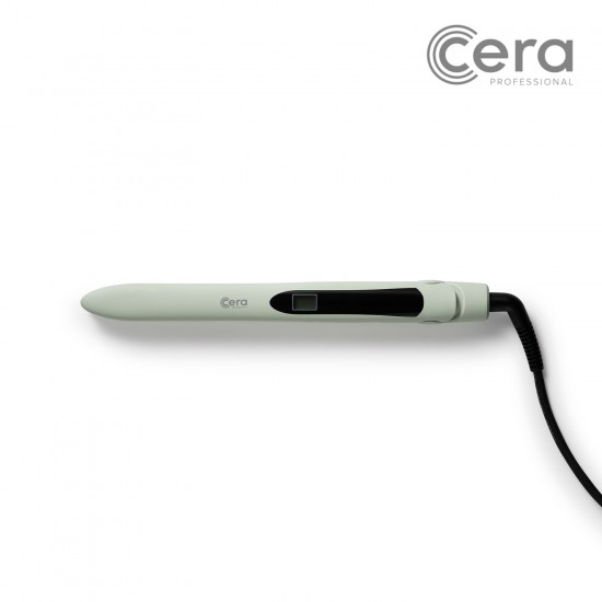 Cera Bullet Pastel Pink hair straightener in arrow shape pastel green