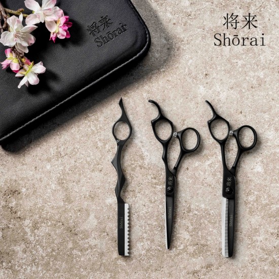 Shorai Starting Set Matt Black scissors set with razor