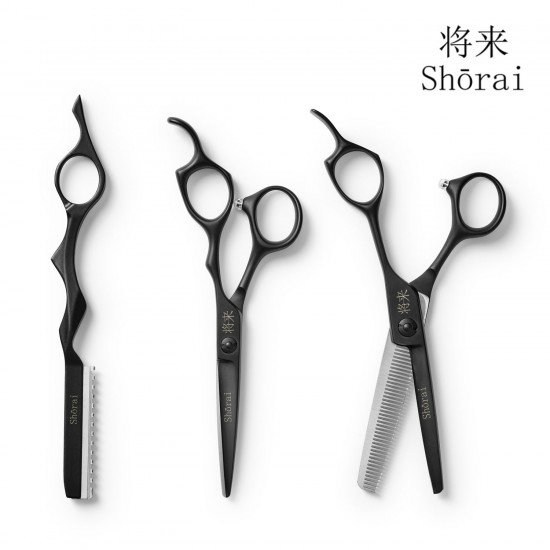 Shorai Starting Set Matt Black scissors set with razor