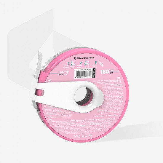 Staleks Pro Expert PapmAm ATC-180W disposable white abrasive tape in a plastic case 7m 180 grit