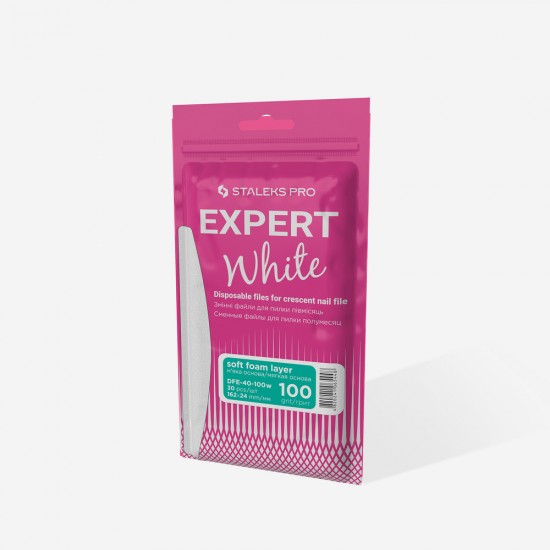Staleks Pro Expert DFE-40-100W white disposable replaceable files for crescent base 100 grit 30pcs