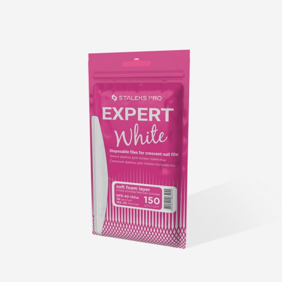 Staleks Pro Expert DFE-40-150W white disposable replaceable files for crescent base 150 grit 30pcs