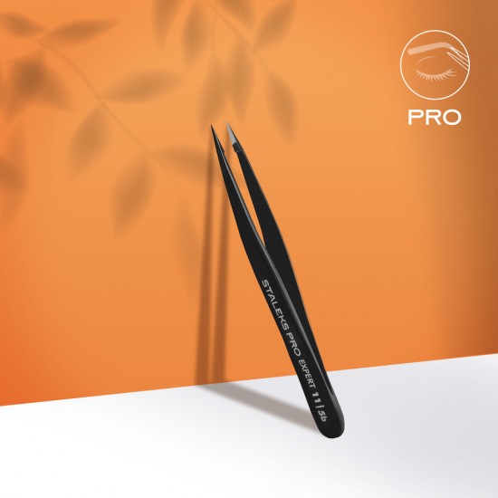 Staleks Pro Expert TE-11/5B eyebrow tweezer black with pointed edges