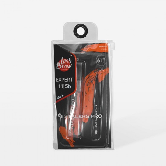 Staleks Pro Expert TE-11/5B eyebrow tweezer black with pointed edges