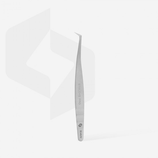 Staleks Pro Expert TE-40/12 professional eyelash tweezers L-shaped 65°
