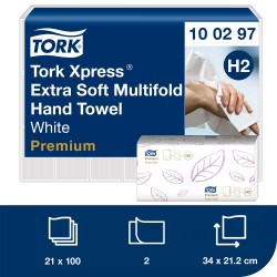 Tork H2 Premium Extra Soft Multifold Hand Towel White 100pcs