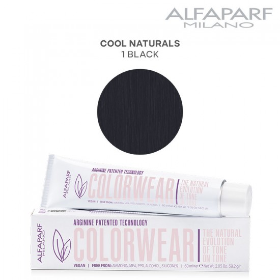 AlfaParf Color Wear hair color Cool Naturals 1 Black 60ml