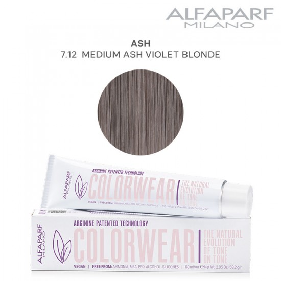 AlfaParf Color Wear hair color Ash 7.12 Medium Ash Violet Blonde 60ml