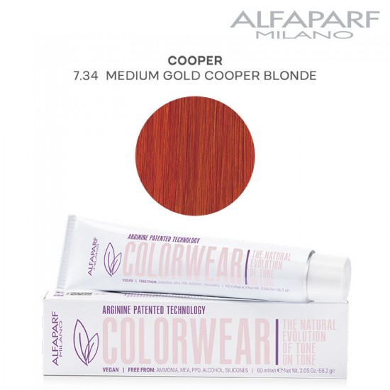 AlfaParf Color Wear hair color Cooper 7.34 Medium Gold Cooper Blonde 60ml