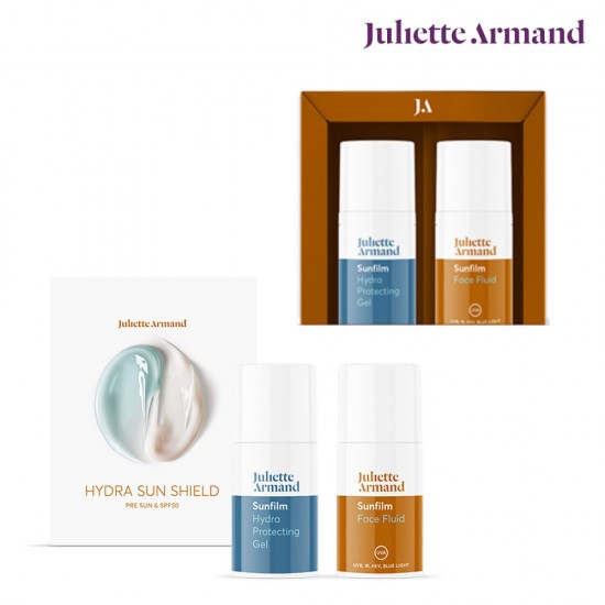 Juliette Armand Sunfilm Hydra Sun Shield Kit Pre Sun gel 15ml and Face Fluid SPF50 15ml
