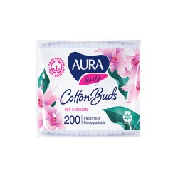 Aura Beauty cotton buds with paper stick 200pcs.