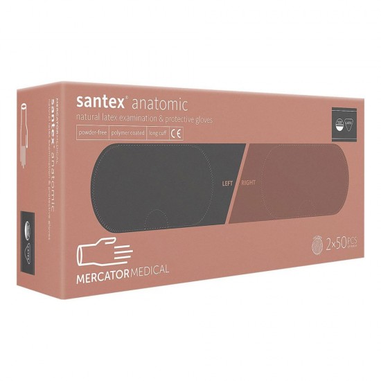 Mercator Santex Anatomic powder-free latex gloves with extended cuff L 50 pairs