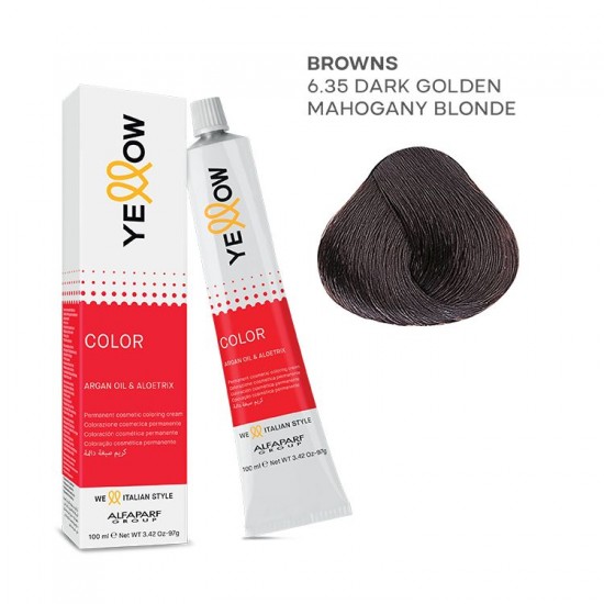 Yellow Color permanent cosmetic coloring cream 100ml Nr.6.35