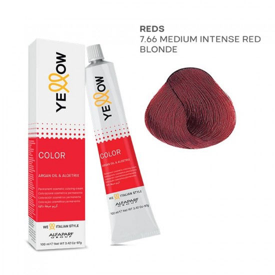 Yellow Color permanent cosmetic coloring cream 100ml Nr.7.66
