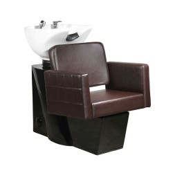 Hair washing sink white and brown chair 066