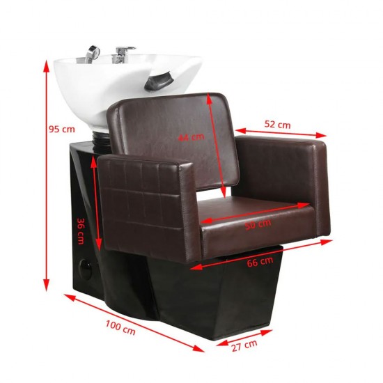 Hair washing sink white and brown chair 066