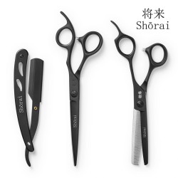 Shorai BC Matt Black hairdressing scissors set