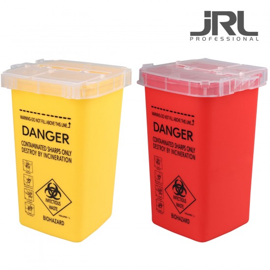 JRL Container Red container for disposing of used razor blades and other sharp instruments