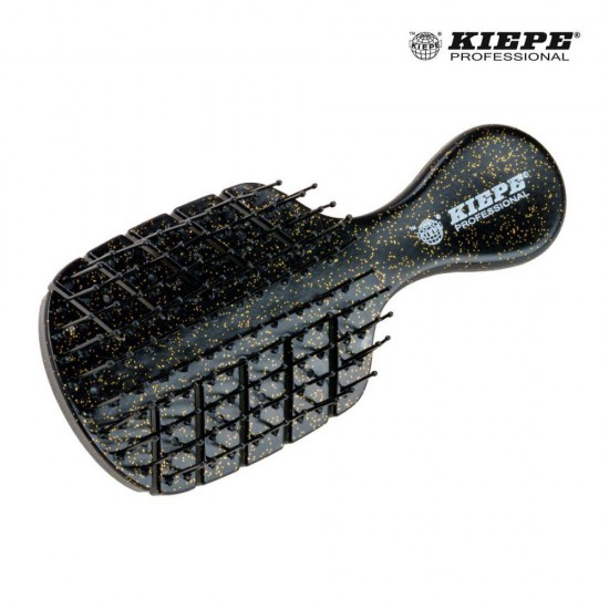 Kiepe Detangler Mini-Brushes hair brushes with black design and gold glitter