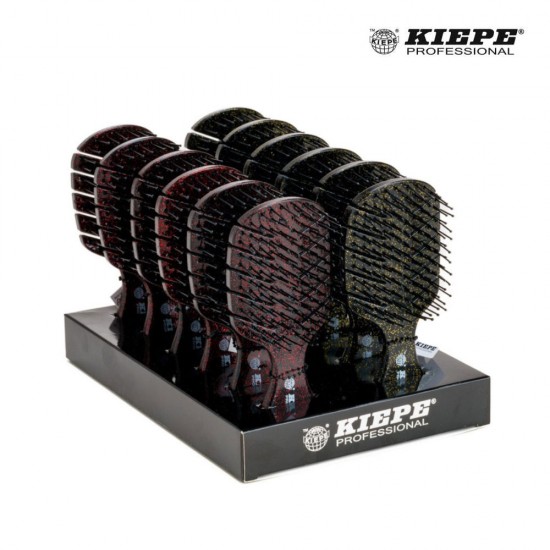 Kiepe Detangler Mini-Brushes hair brushes with black design and gold glitter