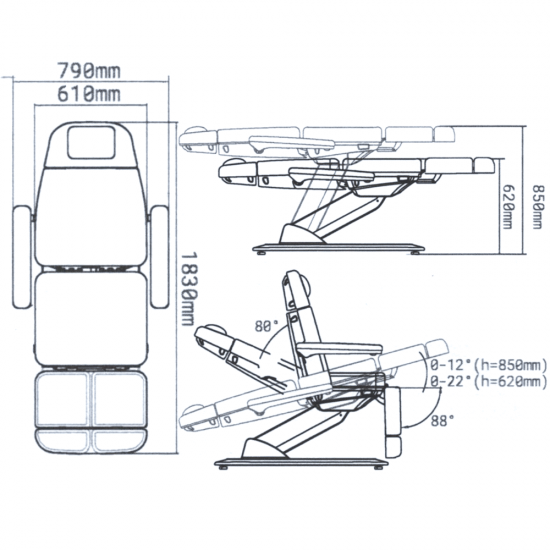 Silverfox pedicure chair 2221G with 3 motors white