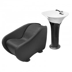 Hair washing unit Ceriotti Genova white sing and black chair