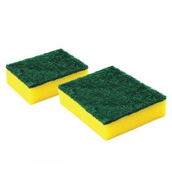 Scouring sponge 90x70x30mm green/yellow (10pcs/pack)