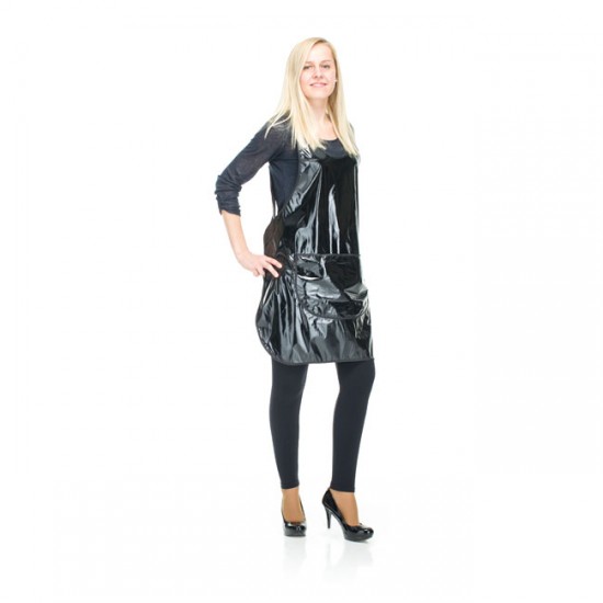 Hairdresser apron, black, with pockets in front